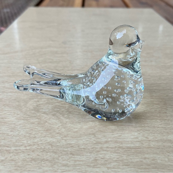 Vintage Clear Glass Song Bird Figurine Paperweight - Picture 12 of 16